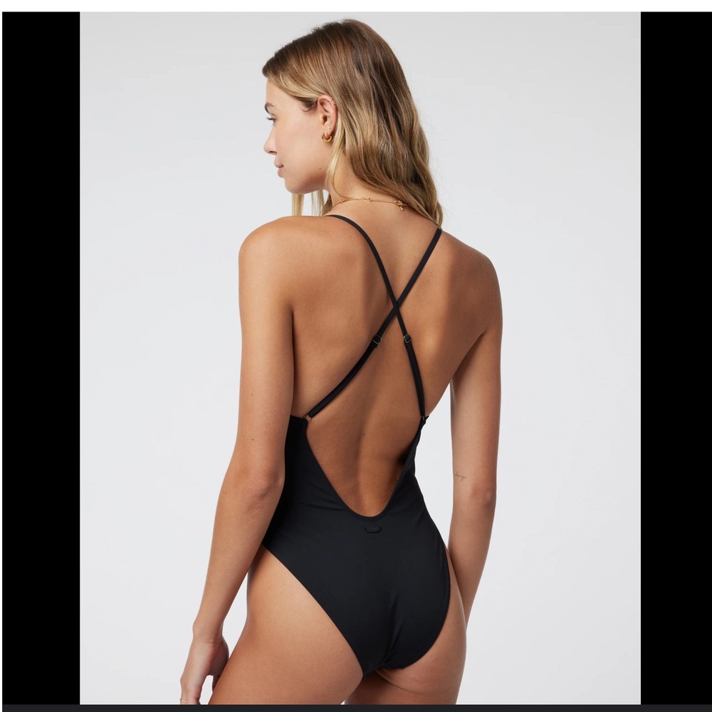 Vuori Black One-Piece Swimsuit with Crisscross Back